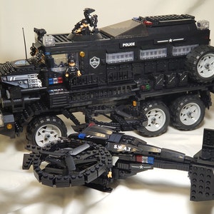 SWAT Team Truck and Helicopter Building Block Toy Set w/ 11 Minifigures 2393 PCS