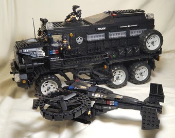 SWAT Team Truck and Helicopter Building Block Toy Set w/ 11 Minifigures 2393 PCS