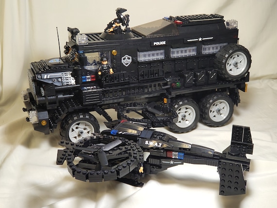 SWAT Team Truck and Helicopter Building Block Toy Set W 11