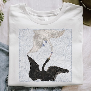 Hilma Af Klint Tshirt, Y2k Swan Shirt, Animal Art, Yin & Yang Swans T-Shirt, Symbolic Nature Shirt for Art Lovers, Black And White Swan Tee