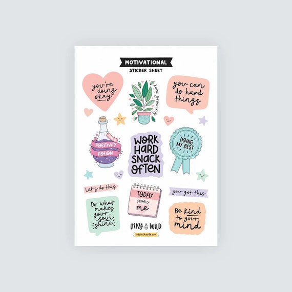 50Pcs Inspirational Self Love Stickers Cute Cartoon Love Yourself  Decorative Label Mental Health Sticker DIY Phone Diary Gift B2