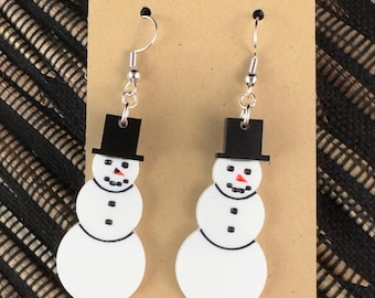 Snowman dangle earrings