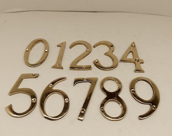 vintage house numbers - brass house number - salvaged address number - large brass number - heavy brass - brass sign number