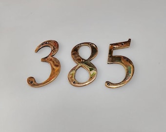 vintage house numbers - brass house number with Berber designates