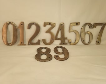 vintage house numbers - bronze house number - salvaged address number - large bronze number - heavy brass - bronze sign number