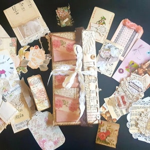 Handmade Shabby chic French vintage lace Junk Journal recycled altered book Diary Folio Ephemera Gift