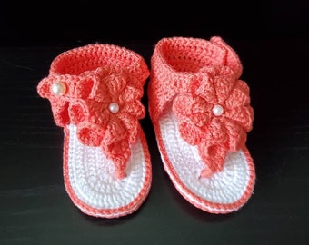 Crochet Baby Girl Sandals: 100% Cotton Newborn Booties