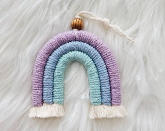Macrame Rainbow Nursery Decor: Pastel Boho Wall Hanging