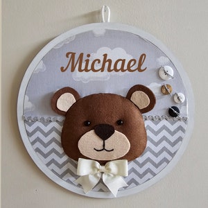 Personalized Name Sign Nursery Teddy Bear Sign for Baby Boy