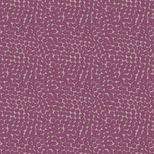 May include: A dense pattern of small, dark purple floral shapes on a light beige backdrop. The design is closely packed, covering the entire surface and giving a textured look. The overall effect is a visually rich and detailed pattern.