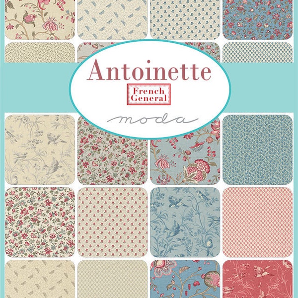 Antoinette, Floral and Botanical Prints, Charm Pack PP13950, by French General, for Moda, Patchwork Quilting Fabric, 42 x 5" Pre Cut Squares