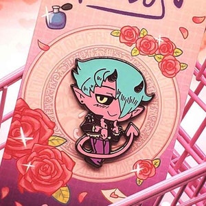 Incubus demon monster boyfriend cute enamel pin, devil pin, black nickel finish
