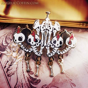 Bone Chandelier (B-Grade) Skeleton Gothic Enamel Pin, occult pin, creepy cute pin, morbid death pin, macabre pin, gold finish