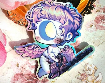Weirdcore Cherub Angel Sticker, Pastel Goth Holo Decal