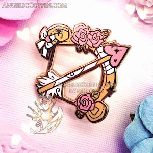 Cupid's Bow, Valentine's Day Enamel Pin, Lovecore pin, Cute aesthetic pink pin, Gold finish