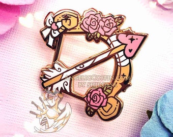 Cupid's Bow, Valentine's Day Enamel Pin, Lovecore pin, Cute aesthetic pink pin, Gold finish