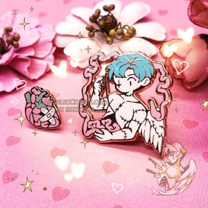 Pastel Gore Angel enamel pin, creepy cute guro pin, trans pin, menhera aesthetic, Rose Gold finish