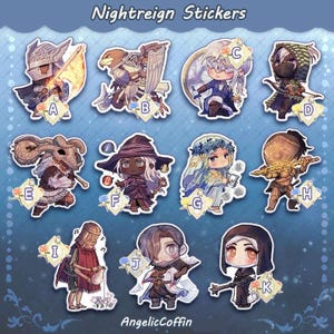 Nightfarer sticker, Wylder, Duchess, Guardian, Ironeye, Raider, Recluse, Revenant, Executor, Iron Menial, Scholar, Undertaker