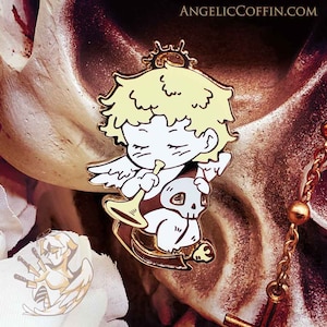 Cherub angel Gothic Enamel Pin, occult pin, dark pin, creepy cute pin, angelcore pin, gold finish