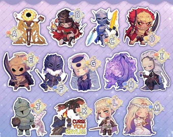 ER DLC Soulsborne Sticker, Messmer, Miquella, Radahn, Leda, St. Trina, Thiollier, Ansbach, Igon Bayle, Midra, Rellana, Ymir, Freyja, Moore