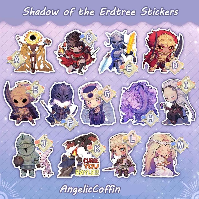 Radahn Sticker ER DLC Soulsborne Sticker, Messmer, Miquella, Radahn, Leda, St. Trina ...