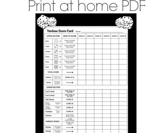 yahtzee score sheets etsy