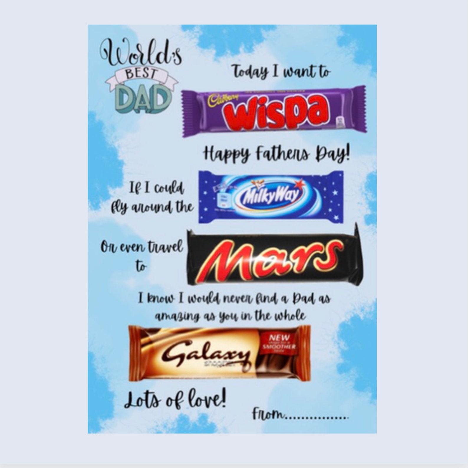 Fathers Day Chocolate Poem Chocolate Board Poem Printout Etsy