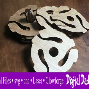 Oude Record Adapter 45 Drink Onderzetters Vintage Vinyl Houten tafel savers DIGITAAL BESTAND