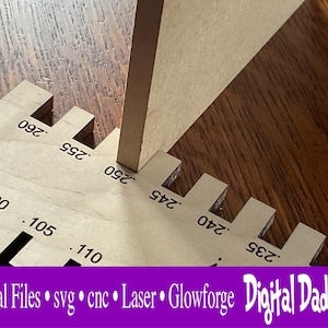 Digitaal dossier! Diktemeter Kerf gereedschapsgeleider INCHES &MM voor Glowforge en cnc of laser materialen- zeg vaarwel tegen remklauwen millimeters