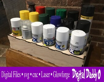 Lasercut Spray paint can holder DIGITAL FILE ONLY glowforge laser cnc spraypaint bottle 10x19”