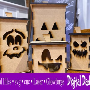 FILE DIGITALI Halloween Jack o'Lantern 1/4" 16 Facce ogni dimensione! Taglia e assembla dimensioni GLOWFORGE