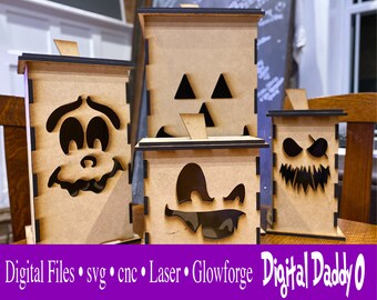 DIGITAL FILES Halloween Jack o'Lantern 1/4" 16 Faces each size! Cut and Assemble GLOWFORGE sized