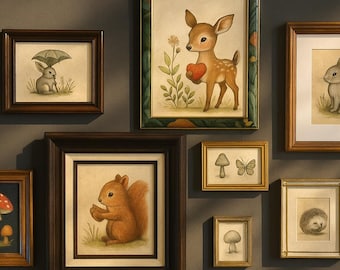 Woodland Nursery Gallery Wall | Real Picture Frames | Mix and Match Picture Frames | Thrifted Frames | Nursery Room Decor | Nursery Room