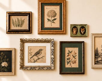 Curated Art Collection, Vintage Gallery Wall Set with Frames, Ready to Hang, Real Picture Frames, Frames + Art