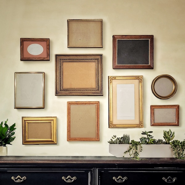 Gallery Wall Frames | Assorted Frame Bundle  | Vintage Picture Frames | Gold Frames | Wood Frames | Thrifted Frames | Second Hand frames