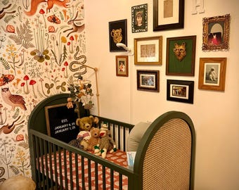 Nursery Gallery Wall | Real Picture Frames | Mix and Match Picture Frames | Gold Frames | Wood Frames | Thrifted Frames | Nursery Room Decor