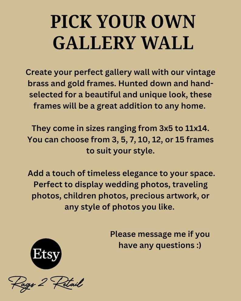 Wood Frames Gallery Wall Frames Vintage Gold Frames Choose Your Quantity Travel Photo Wall Nursery Room Photo Wall VTG Frames image 10