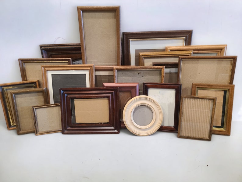 Assorted Frame Bundle Gallery Wall Frames Vintage Picture Frames Unique Picture Frames Gold Frames Wood Frames Boho Frames image 7