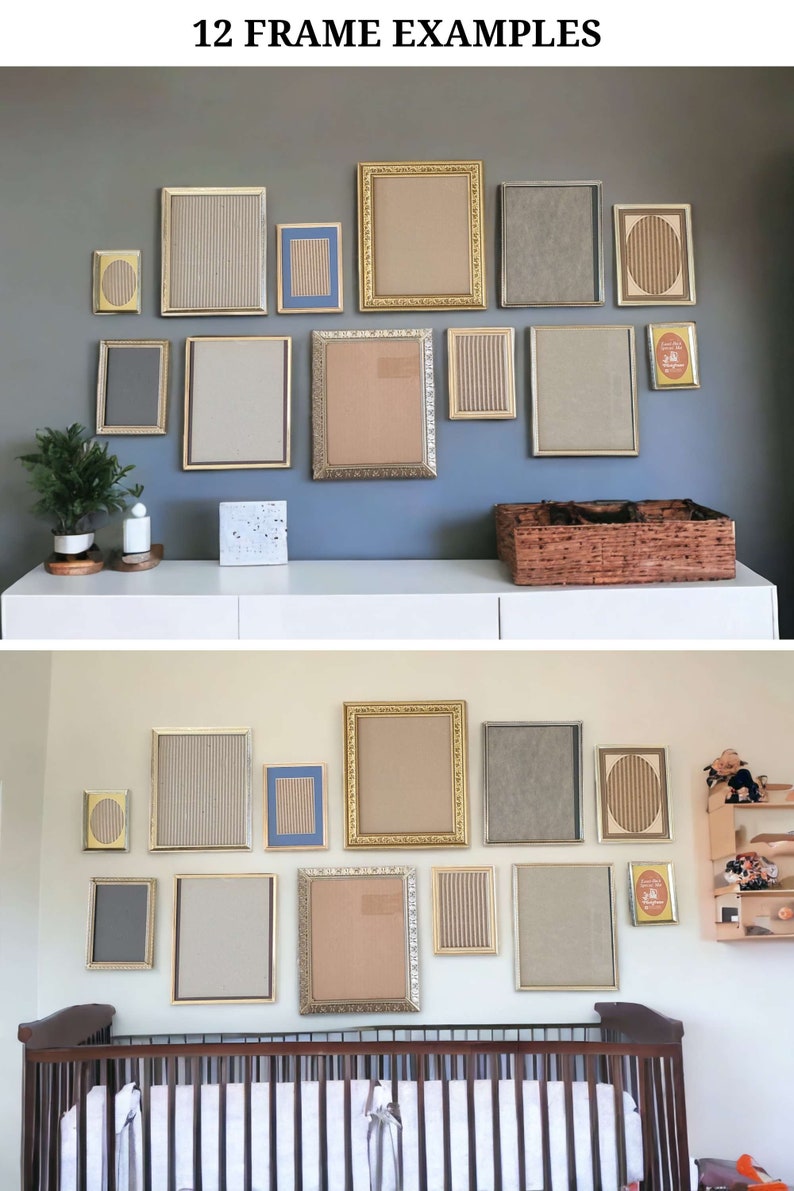 Wood Frames Gallery Wall Frames Vintage Gold Frames Choose Your Quantity Travel Photo Wall Nursery Room Photo Wall VTG Frames image 3