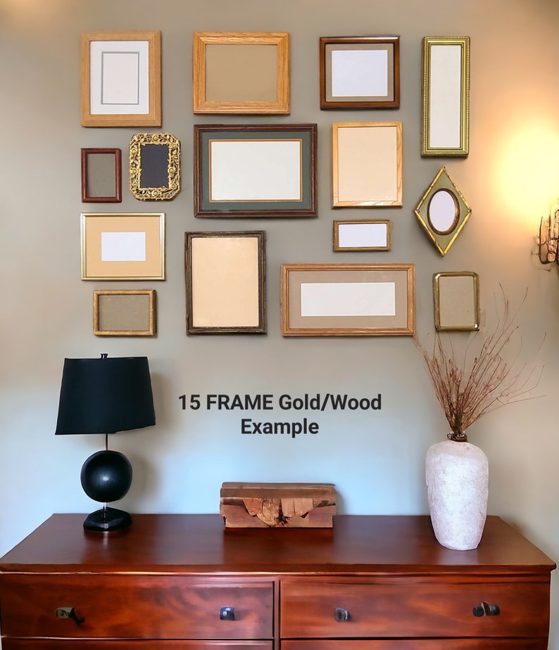 Wood Frames Gallery Wall Frames Vintage Gold Frames Choose Your Quantity Travel Photo Wall Nursery Room Photo Wall VTG Frames image 7