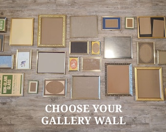 Gallery Wall Frames | Vintage Picture Frames | Assorted Frame Bundle | Wedding Photo Wall | Wood Frames | Gold Picture Frames | Frame Bundle