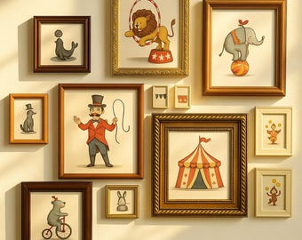 Circus Nursery | Real Picture Frames | Mix and Match Picture Frames | Gold Frames | Wood Frames | Thrifted Frames | Nursery Room Decor