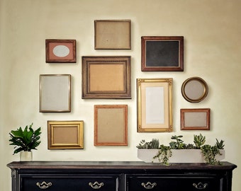 Gallery Wall Frames | Vintage Picture Frames | Assorted Frame Bundle | Wedding Photo Wall | Wood Frames | Gold Picture Frames | Frame Bundle