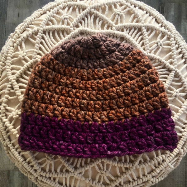Tricolored Crochet Beanie