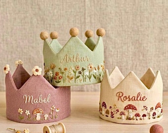 Personalisierte Babykrone, benutzerdefinierte Stickereikrone, erste Geburtstagskrone, gestickte Namenskrone, Kleinkind-Geburtstagskrone, erste Geburtstagsgeschenk