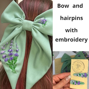 ヘアジュエリーコレクション: リボンとヘアピンが付いた手刺繍のデザイナーロボット