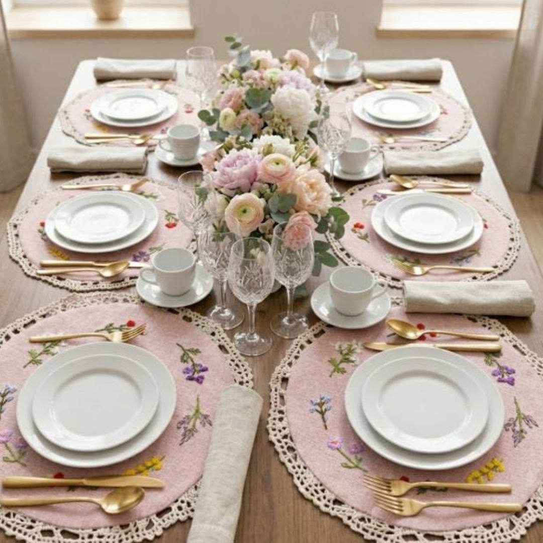 Confezione da 4 tovagliette retrò in pizzo, centrini all'uncinetto francesi, tovagliette ricamate a mano, 30,5 x 40,6 cm, colore: beige