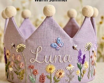 Personalized Baby Crown, Custom Embroidery Crown, Embroidered Name Gift, First Birthday Crown, First Christmas Baby Gift, Baby Shower Gift