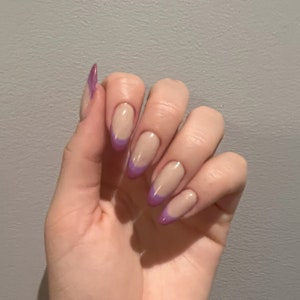 Purple French Tip Press on Nails