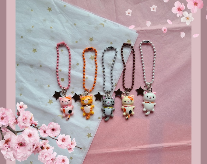 Cute Colorful Cat Phone Charm - Handmade - Keychain - Accessory - Perfect as Gift